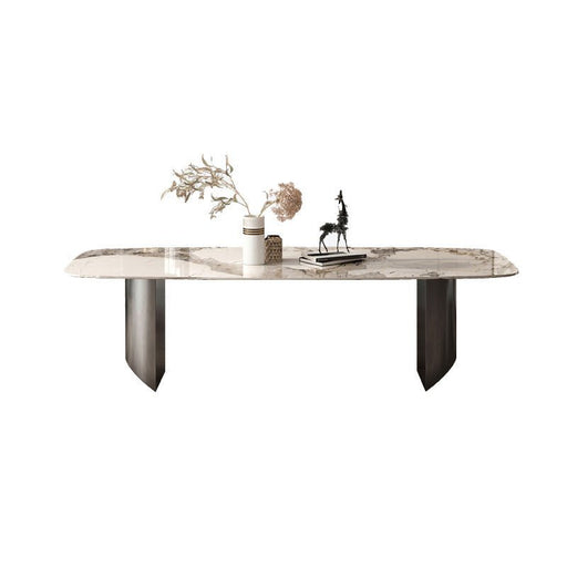意式輕奢亮光岩板餐桌（鍍黑） - LaDyKimsa